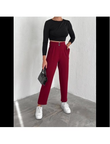 Örme krep pantolon çift düğmeli